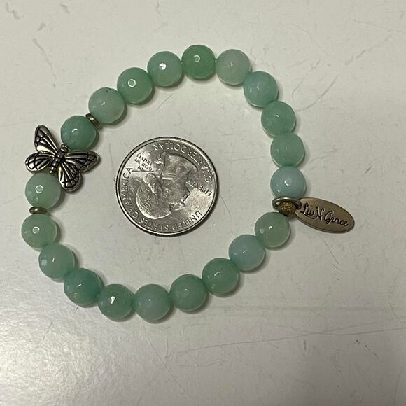 CAREGIVEGROW.ORG bracelet actual faceted blue green stone stretch style jewelry - Picture 8 of 12